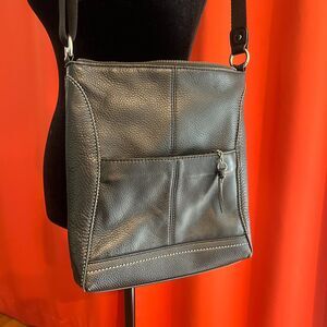 The Sak Black Leather Crossbody Bag Soft Pebbled Leather, Slouchy Boho